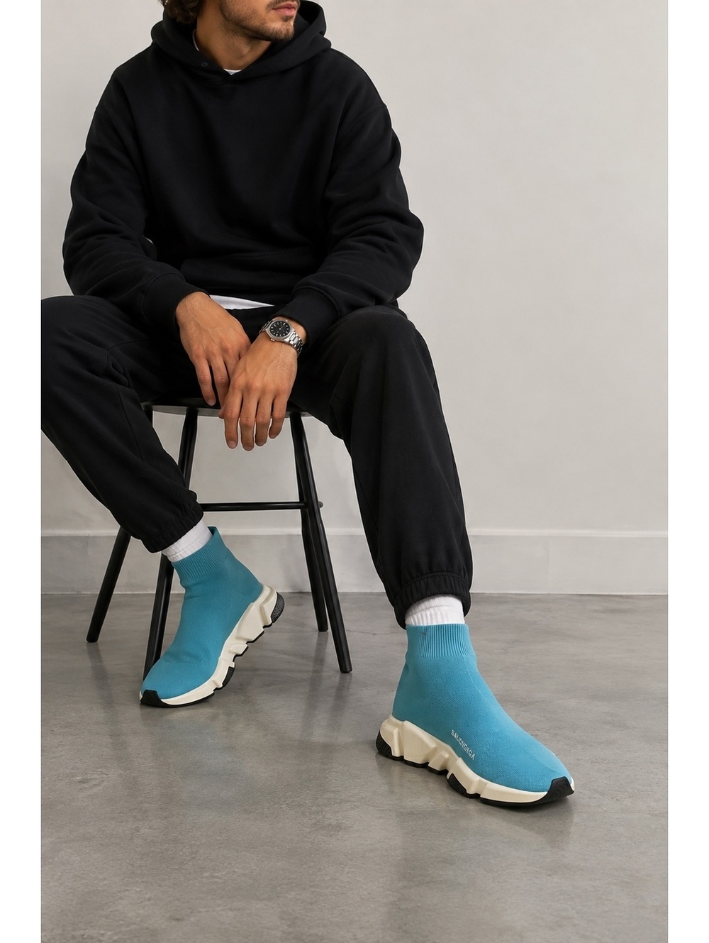 Balenciaga Speed Trainer Teal Knit Sock Sneakers Luxury Designer Shoes - Picture 2 of 9